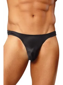 Male Power Satin Spandex Bong Thong L/XL Black Comfort Fit