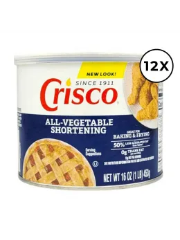 Crisco All-Vegetable Shortening 12-Pack 16oz | Multipurpose Plant-Based Fat