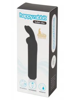 Happy Rabbit Bullet Vibe Black - Compact Rechargeable Intimate Mini Massager