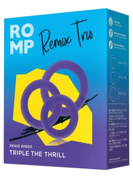 ROMP Remix Trio Silicone Rings Set - 3 Stretchable Sizes, Black