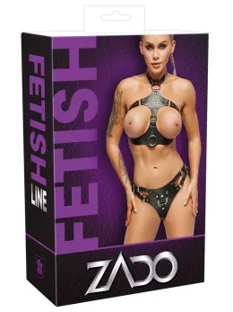 ZADO Leather Harness Set S/M Black - Adjustable Buffalo Leather System