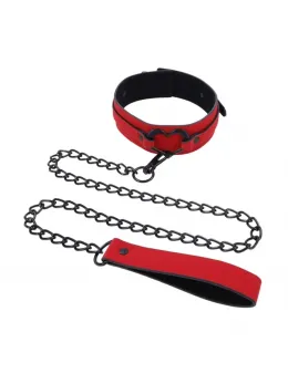 Sportsheets S&M Amor Red Collar & Leash Set with Heart Accent Vegan Leather