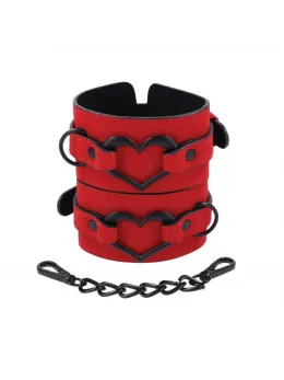 Sportsheets S&M Amor Handcuffs Red Vegan Leather Adjustable