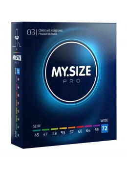 MY.SIZE PRO 72mm Intimate Protection, Ultra-Thin Vegan Latex, 3pcs
