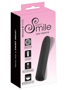 Sweet Smile Mini Vibrator Black 10-Mode Silicone Compact USB 12cm