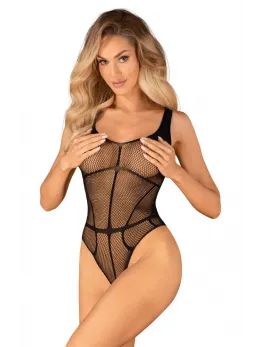 Obsessive B336 Mesh Bodysuit S-L Black Harness-Style Design