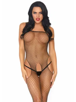 Leg Avenue Seamless Net Suspender Bodystocking Black One Size