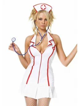 Leg Avenue Head Nurse Dress Set White 3-Piece Costume M/L