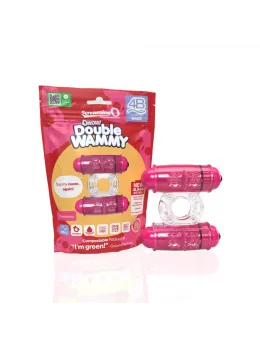 The Screaming O 4B Double Wammy Vibrating Ring Strawberry, Dual Motor