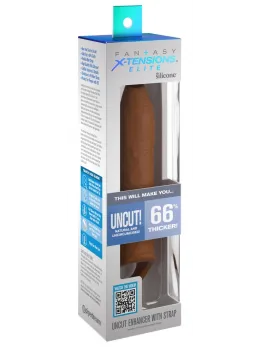Elite Uncut необрязан силиконов удължител за пенис с каишка, 20,3 см