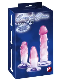Crystal Clear Set of 3 Transparent Anal Training Devices PVC Suction Base