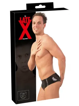 LateX Men's Latex Briefs Black M/L with Integrated Insertable Element