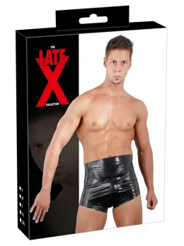 LateX Diaper Briefs Black S - Grooved Edge Latex Shorts