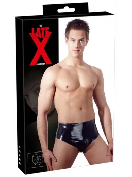 LateX Men's Latex Briefs XL with Inflatable Internal Plug, Black