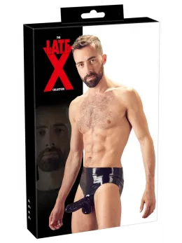 LateX Men's Briefs L with Integrated Textured Latex Sleeve