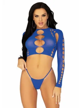 Leg Avenue Seamless Crop Top & String Set Black One Size