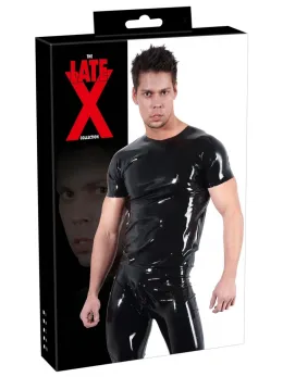 LateX Latex Shirt Black Unisex Short Sleeve Round Neck S