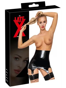 LateX Classic Black Latex Suspender Belt with Metal Clips, Size L
