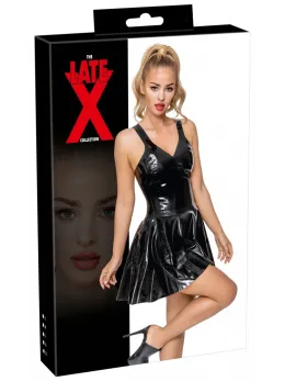 LateX Mini Dress Black L - Classic Flared Latex Design