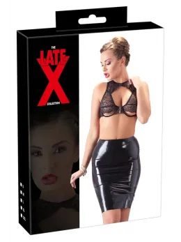 LateX Knee-Length High-Waist Skirt Black M 0.35mm Natural Latex