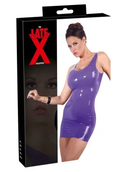 LateX Mini Dress Purple M - Sleek Sleeveless Latex Look