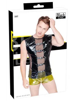 Black Level Vinyl Sleeveless Shirt M - Bi-Elastic, Mesh Inserts