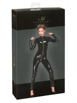 Noir Handmade Jumpsuit Zip L - Shiny Polymer Finish, Long Sleeves