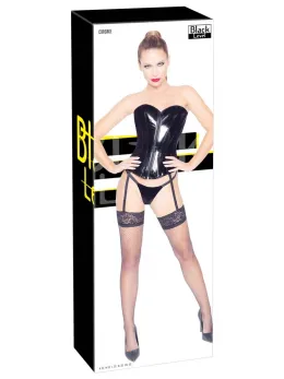 Black Level Vinyl Corset XL - Shiny Strapless Model with Lacing