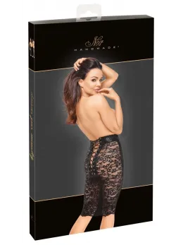 Noir Handmade Skirt L - Lace Back, Powerwetlook, Knee-Length