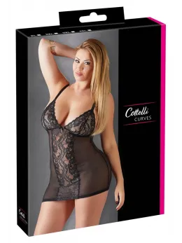 Cottelli Collection Curvy Lace Lingerie Dress 4XL Black Adjustable Straps