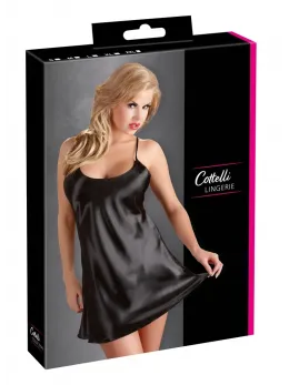 Cottelli Collection Satin Chemise Adjustable Straps Black XXL
