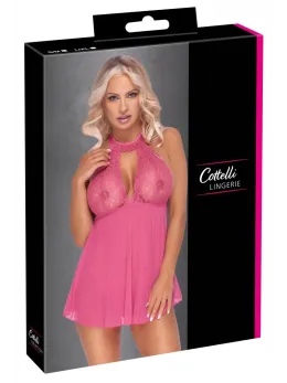 Cottelli Lingerie Babydoll Pink S/M - Lace & Powernet Set