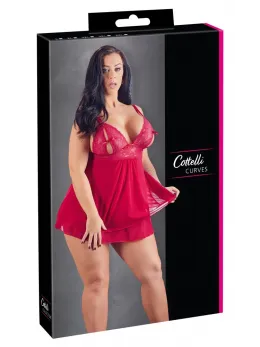 Cottelli Collection Babydoll Red 2XL - Elegant Lace, Adjustable Straps