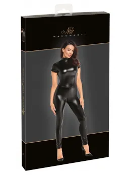 Noir Handmade Powerwetlook Jumpsuit XL with Adjustable Lacing, Black