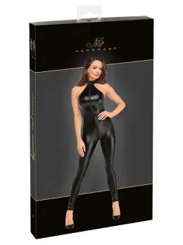 Noir Handmade Rhine S Powerwetlook Jumpsuit with Rhinestone Details