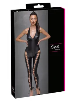 Cottelli PARTY Jumpsuit Lacing Black Matte Look, Size L