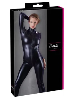 Cottelli Collection Bodysuit S Black, Long Sleeve, 2-Way Zipper
