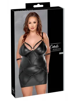 Cottelli Bondage Plus Dress XL Matte Black with Handcuffs Set