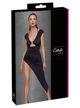 Cottelli PARTY Dress S Asymmetrical Ruffle Design Black