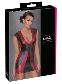 Cottelli Collection Party Dress Red/Black L - Fitted Matte Design