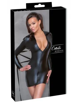 Cottelli BONDAGE Black Matte Long Sleeve Dress with High-Neck M