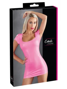 Cottelli Collection Hot Pink Stretch Dress, Wide Neckline, Size M