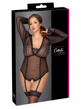 Cottelli Curves Body Lace XL, Black, Powernet & Lace, Detachable Straps