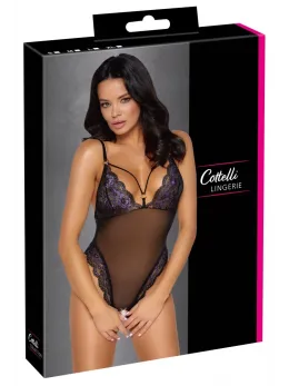 Cottelli Lingerie Body Lace S - Two-Tone Floral Mesh Bodysuit