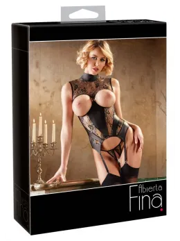 Cottelli Collection Lace Basque XL - Elegant Two-Tone Floral Design
