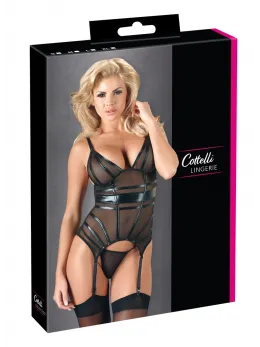Cottelli Collection Cami Suspender M Transparent Powernet Wet Look