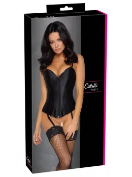 Cottelli PARTY Satin Overbust Corset Black L Adjustable Fit