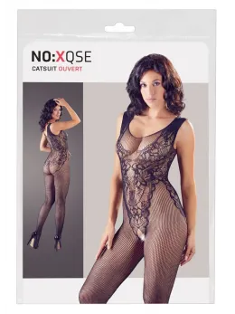 Cottelli Collection Lace Net Catsuit S-L, Seamless, Crotchless, Black