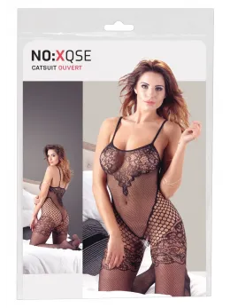 Cottelli Collection Catsuit S-L Lace Pattern, Seamless, Black