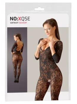 Cottelli Collection Lace Catsuit S-L Black Floral Seamless Design
